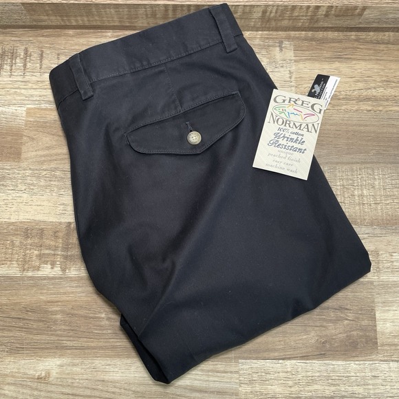 Greg Norman Golf Shorts Mens 38 Black‎ Pleated Wrinkle Resistant Peached Finish - Picture 1 of 7
